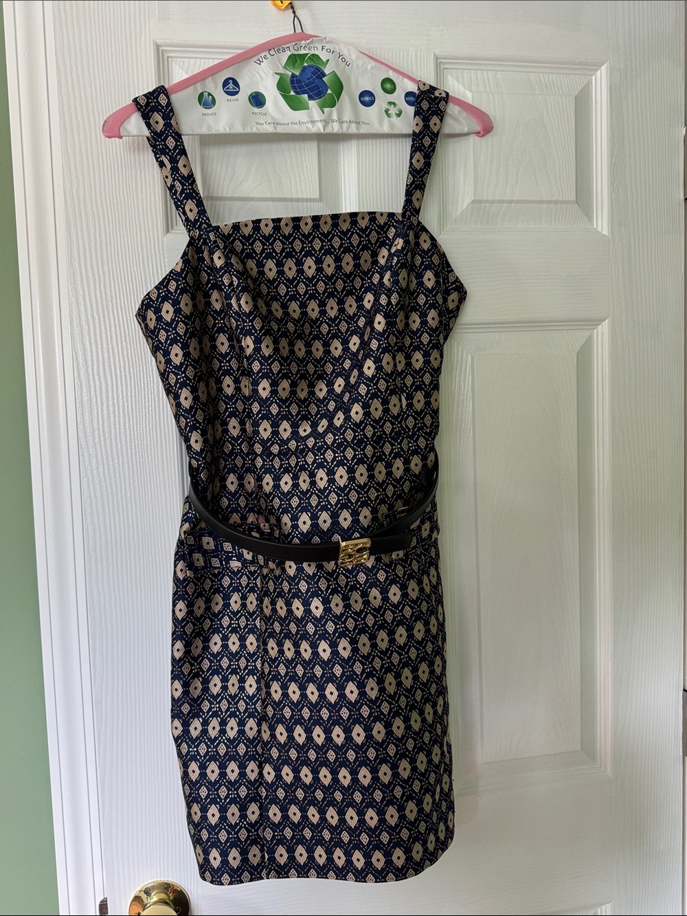 BCBG Women's Belted Metallic Jacquard A-Line / Sheath Dress